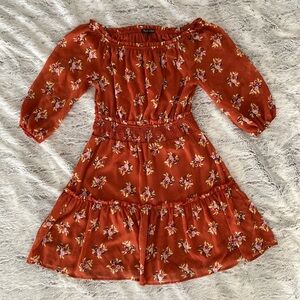 Floral Dress in Rusty Orange